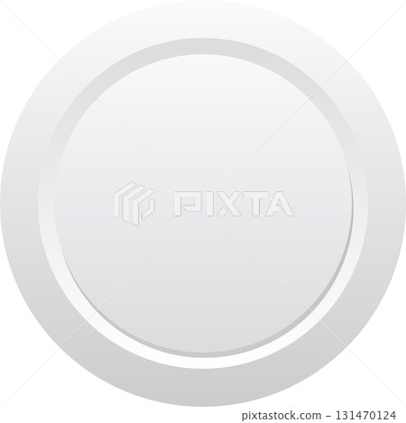 A simple white plate with a clean, round design and subtle gradient against a dark background. 131470124