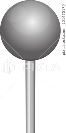Silver pushpin with rounded head and simple post in a smooth, gradient metallic style. Silver pushpin with rounded head and simple post in a smooth, gradient metallic style. 131470179