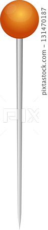A simple orange push pin with a gray shaft, isolated against a dark background for visibility. A simple orange push pin with a gray shaft, isolated against a dark background for visibility. 131470187