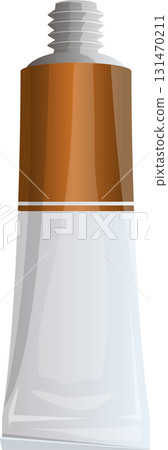 Tube with threaded opening holding brown color product. Container illustration, isolated. Tube with threaded opening holding brown color product. Container illustration, isolated. 131470211