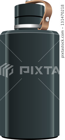 Reusable bottle with leather strap, perfect for hydration on the go, sleek and durable design. 131470218