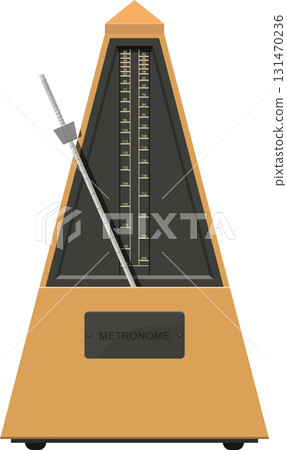 Illustration of a metronome, a device used by musicians to mark time at a selected rate. 131470236