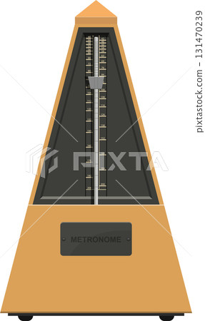 Classic metronome with adjustable tempo settings, used to maintain rhythm and beat precision. Classic metronome with adjustable tempo settings, used to maintain rhythm and beat precision. 131470239