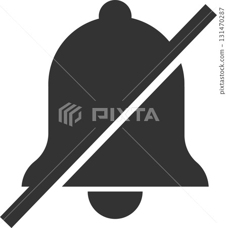 Muted Notification Icon: A gray bell with a diagonal line, representing silence or notifications off. Muted Notification Icon: A gray bell with a diagonal line, representing silence or notifications off. 131470287