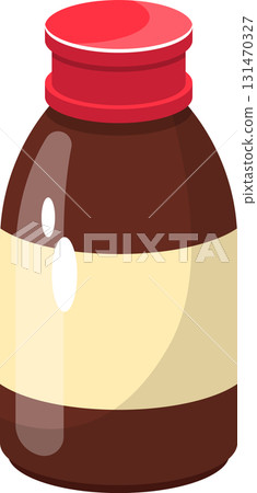 Illustration of a jar with brown contents and a red lid, suitable for food-related designs. 131470327