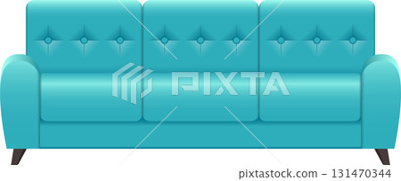 A plush turquoise sofa with button-tufted back offers comfort and style for any living space. 131470344