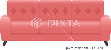 A salmon-colored, button-tufted sofa offers comfortable seating. Perfect for relaxing or entertaining. 131470350