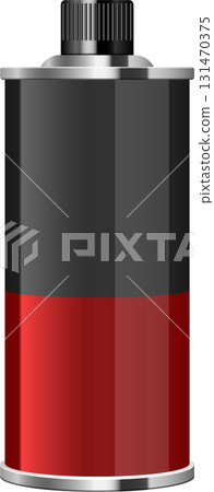 A sleek, stylized liquid container with a bold color block design, showcasing red and dark gray. A sleek, stylized liquid container with a bold color block design, showcasing red and dark gray. 131470375