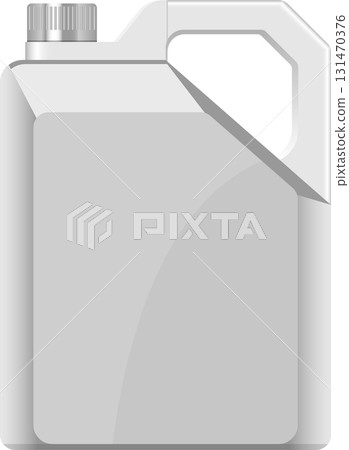 A grey plastic container is displayed, featuring a handle, a screw top and a label area. A grey plastic container is displayed, featuring a handle, a screw top and a label area. 131470376
