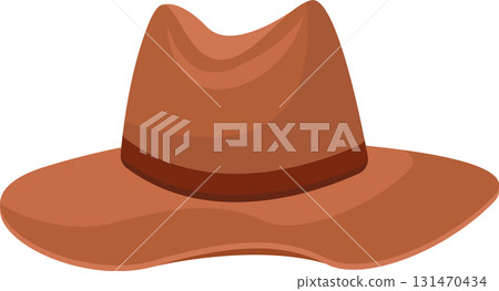 Stylized brown cowboy hat with a darker brown band on a black background, classic western style. Stylized brown cowboy hat with a darker brown band on a black background, classic western style. 131470434