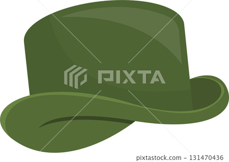 Illustration of a green bowler hat on a black background, evoking vintage or characterful fashion. Illustration of a green bowler hat on a black background, evoking vintage or characterful fashion. 131470436