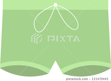 Illustrated light green shorts with a white drawstring. Simple design for warm weather. Illustrated light green shorts with a white drawstring. Simple design for warm weather. 131470445