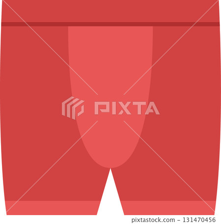 A minimalist illustration of red shorts, featuring a simple design with clean lines and flat color. 131470456