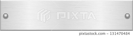 A simple, brushed silver nameplate with two silver fasteners on either side, horizontal. A simple, brushed silver nameplate with two silver fasteners on either side, horizontal. 131470484