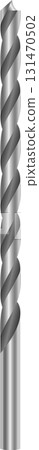 Silver-colored drill bit with a helical groove running along its length, against a black background. 131470502