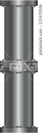 Illustration featuring two metal cylinders stacked vertically, connected by horizontal flanges. Illustration featuring two metal cylinders stacked vertically, connected by horizontal flanges. 131470506
