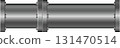 Metal pipes with bolted flanges illustrate industrial construction and fluid transportation. 131470514