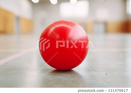 Dodgeball on Gym Floor Dodgeball on Gym Floor 131470617