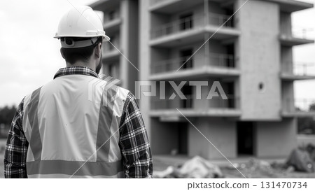Construction engineer inspecting building progress at construction site Construction engineer inspecting building progress at construction site 131470734