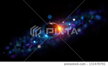 Mysterious planet emitting light traveling through space Mysterious planet emitting light traveling through space 131470791