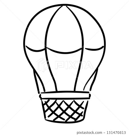 Hot air balloon baby shower line art doodle illustration hand drawn black and white outline sketch for invitations stickers patterns and crafts 131470813