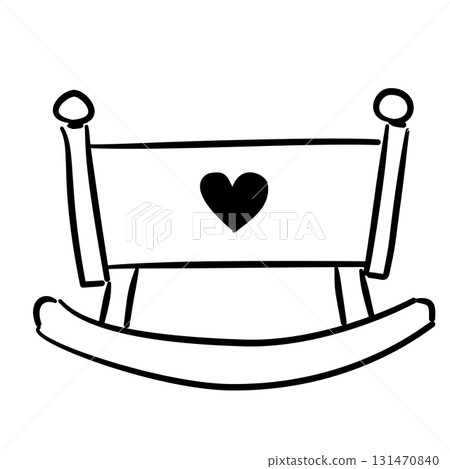 Baby cradle rocking doodle rocking cradle with heart baby shower line art doodle illustration hand drawn black and white outline sketch for invitations stickers patterns and crafts Baby cradle rocking doodle rocking cradle with heart baby shower line art doodle illustration hand drawn black and white outline sketch for invitations stickers patterns and crafts 131470840