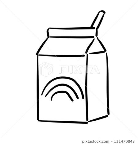 Milk carton with straw baby shower line art doodle illustration hand drawn black and white outline sketch for invitations stickers patterns and crafts Milk carton with straw baby shower line art doodle illustration hand drawn black and white outline sketch for invitations stickers patterns and crafts 131470842