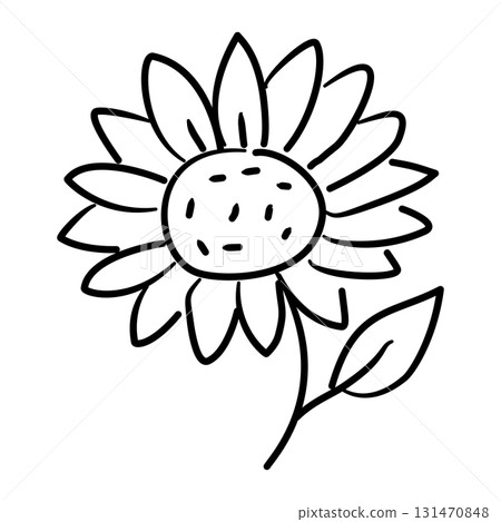 hand drawn sunflower with soft petals baby shower line art doodle illustration hand drawn black and white outline sketch for invitations stickers patterns and crafts hand drawn sunflower with soft petals baby shower line art doodle illustration hand drawn black and white outline sketch for invitations stickers patterns and crafts 131470848