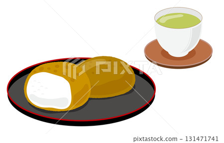Kinako rice balls and tea 131471741