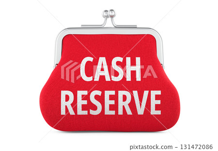 Cash Reserve concept with red coin purse. 3D rendering Cash Reserve concept with red coin purse. 3D rendering 131472086