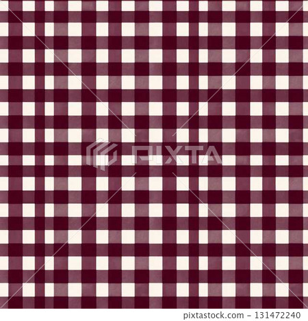 Deep Burgundy Gingham Seamless Pattern with Bold Checks for Modern Fabric or Wallpaper Design 131472240