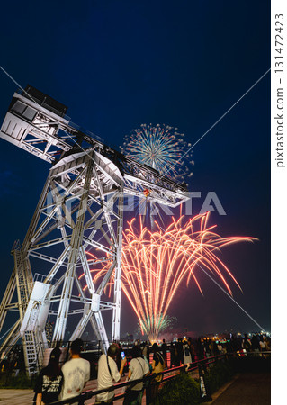 Yokohama Hammerhead Crane and Yokohama Night Flowers Fireworks Yokohama Hammerhead Crane and Yokohama Night Flowers Fireworks 131472423