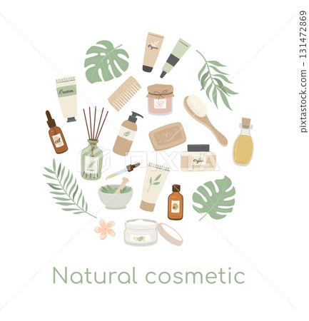 Natural cosmetic, oil and organic accessory shop vector illustration Natural cosmetic, oil and organic accessory shop vector illustration 131472869