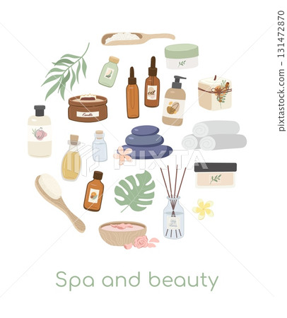 Spa massage and cosmetic salon accessory vector illustration 131472870