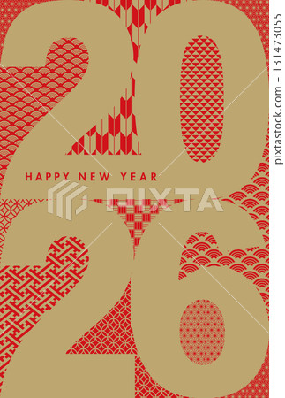 時尚簡約的2026年年新年賀卡 131473055