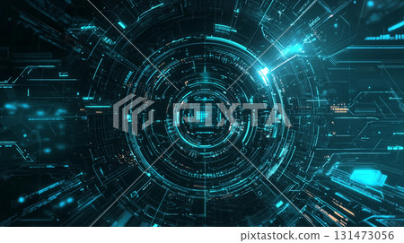 Blue cyber style digital circuit background 131473056