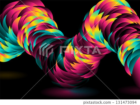 Colorful circles arranged in a 3d wave shape, abstract tech background Colorful circles arranged in a 3d wave shape, abstract tech background 131473094
