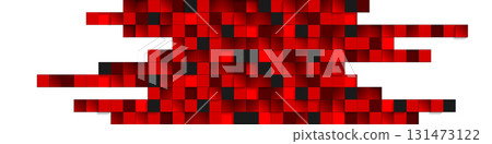 Bright red pixel cubes abstract background in red black gradient tones 131473122