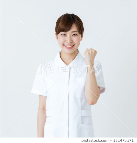 Female medical staff giving a fist pump 131473171