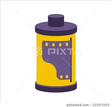 Retro photo tape from 90s vector Illustration. Cartoon photography equipment, camera film roll on white background. Nostalgia for 1990s Retro photo tape from 90s vector Illustration. Cartoon photography equipment, camera film roll on white background. Nostalgia for 1990s 131473343