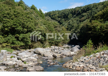 一條河流流經綠色山脈 一條河流流經綠色山脈 131473383