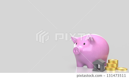 The Piggy Bank and Coins for Business or earn concept 3d rendering. The Piggy Bank and Coins for Business or earn concept 3d rendering. 131473511