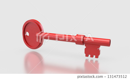 The Red Key On white Background for Security concept 3d Rendering. The Red Key On white Background for Security concept 3d Rendering. 131473512