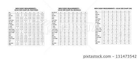 Set of Men measurement US UK chart centimeters inches fractions decimals chest waist hips shoulder sleeve height Set of Men measurement US UK chart centimeters inches fractions decimals chest waist hips shoulder sleeve height 131473542