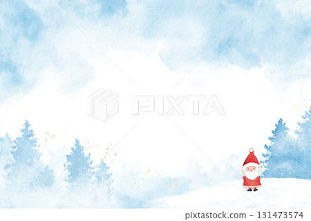 聖誕老人和冬日雪景的柔和水彩背景插圖 聖誕老人和冬日雪景的柔和水彩背景插圖 131473574