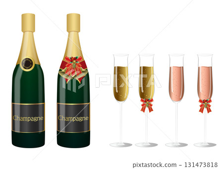 香檳酒瓶和玻璃 131473818