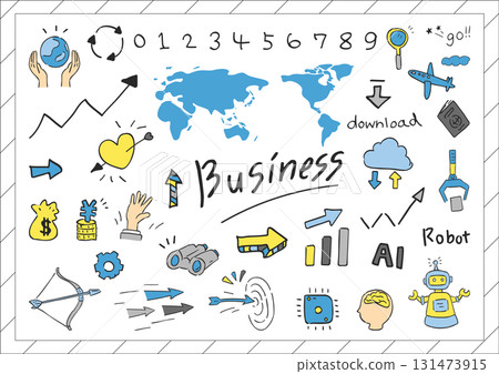 Hand drawn business icon set Hand drawn business icon set 131473915