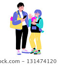 Pop and colorful parent and child illustrations Pop and colorful parent and child illustrations 131474120