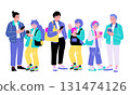 Pop and colorful illustrations of people of various generations Pop and colorful illustrations of people of various generations 131474126