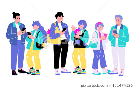 各代人流行且色彩鮮豔的插圖 131474126